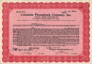 Columbia Phongraph Co., Inc. - Stock Certificate